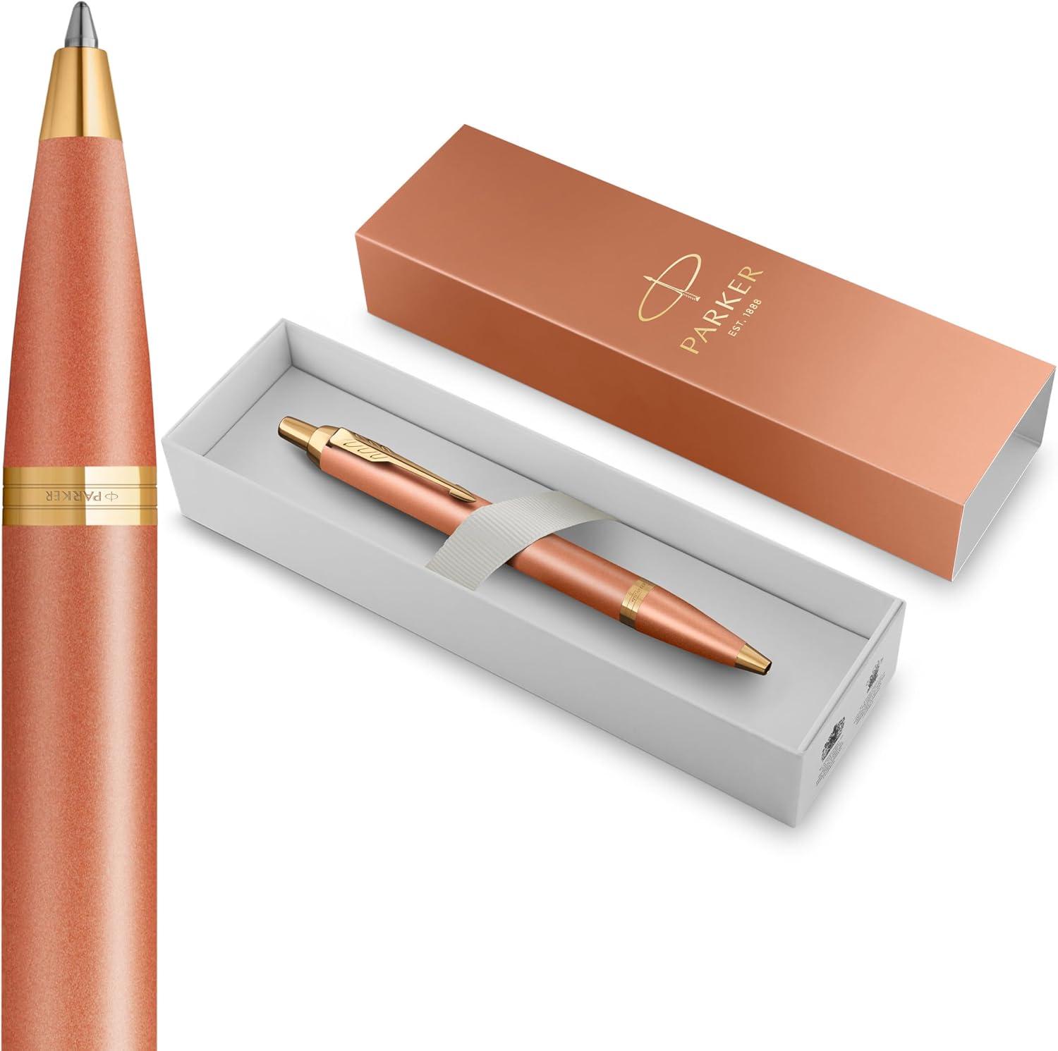 Parker IM Writing Rituals Penna a sfera – finitura arancione vivace con puntale dorato, punta media, inchiostro blu