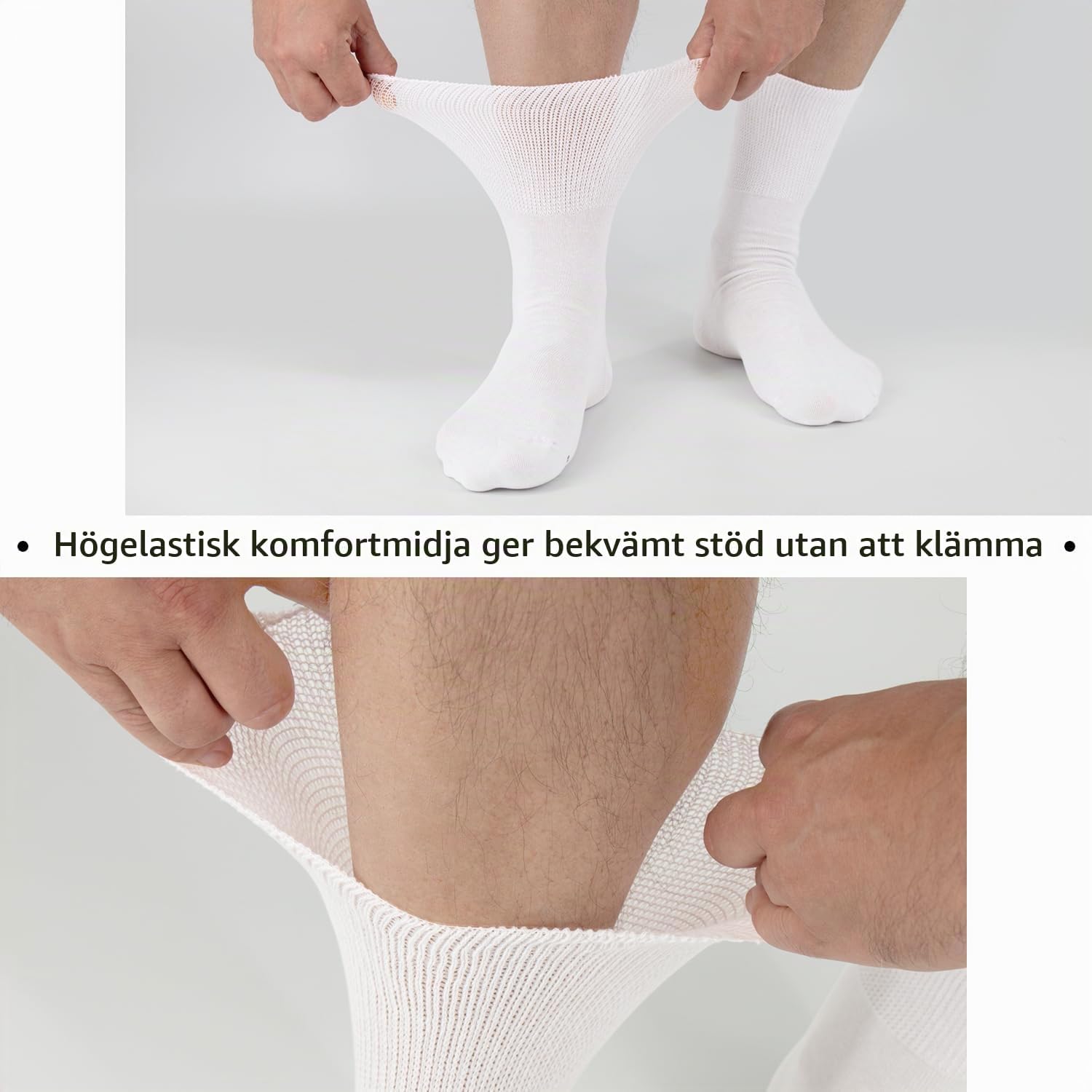 Detalle de Footstar diabetikerstrumpor, sömlösa och utan resårkant, 6 par