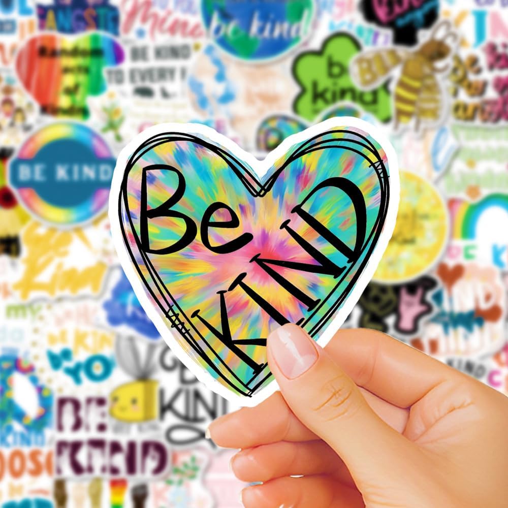 Detalle 2 de Be Kind waterproof vinyl stickers, 50-piece pack