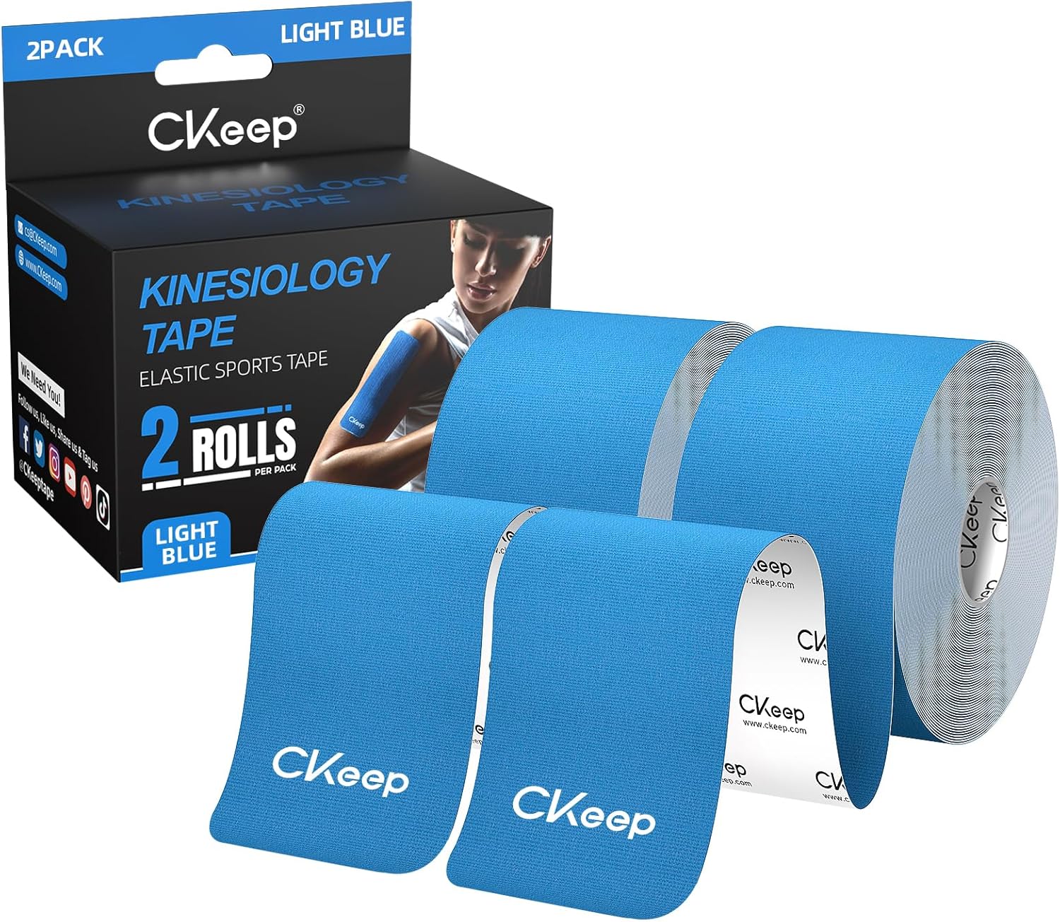 Thumbnail 6 de CKeep Kinesiology Tape (Uncut) — Latex-Free Original Cotton Elastic Athletic Tape, Beige (2 Rolls)