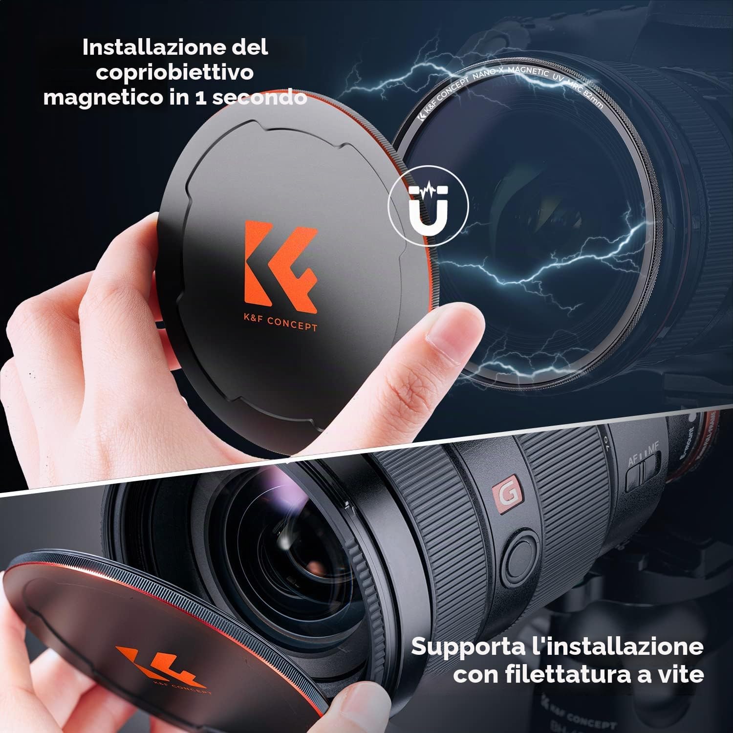 Detalle de K&F CONCEPT Nano-Xcel 72mm: Filtro UV Magnetico con Copriobiettivo 2-in-1 e 28-Strati Nano Rivestimenti