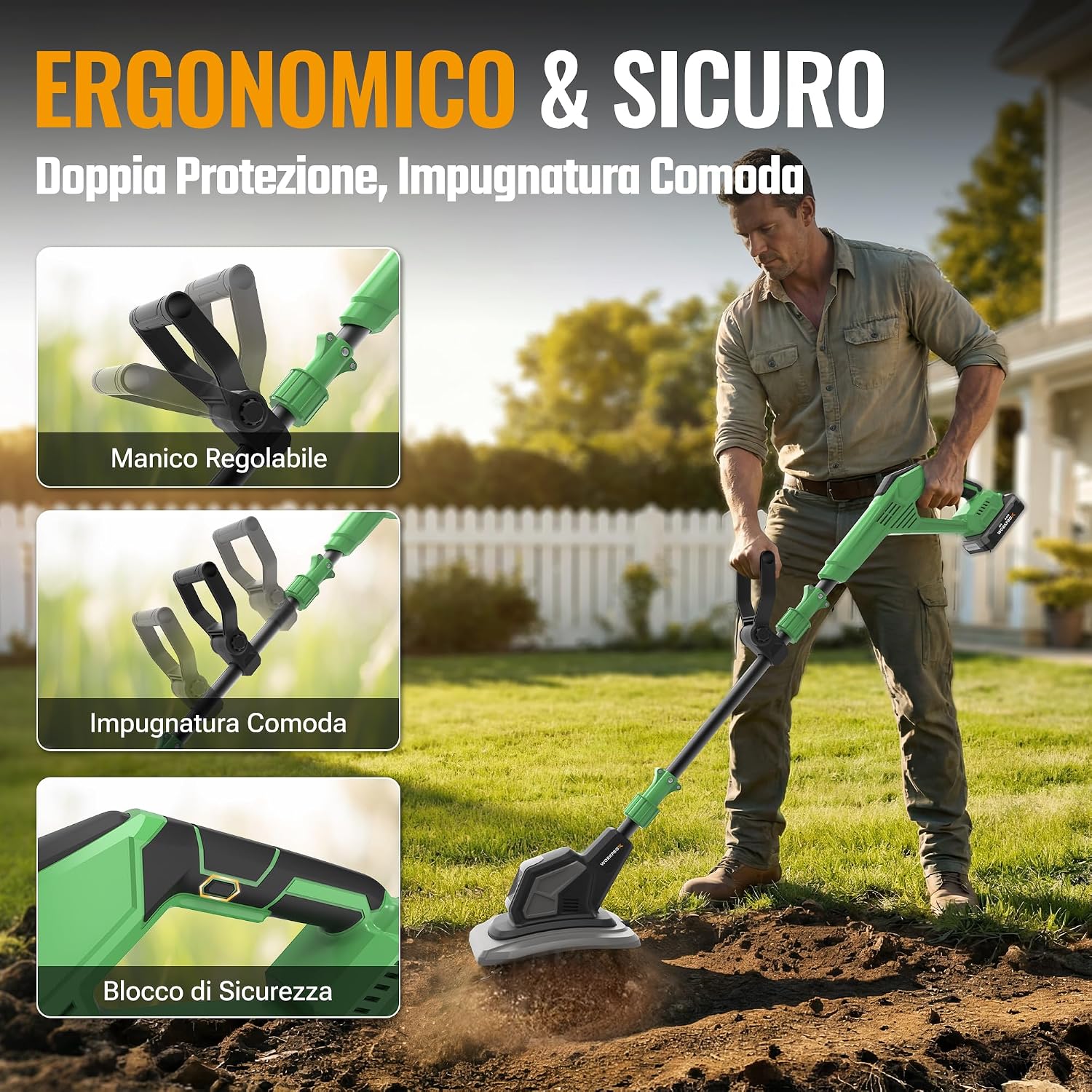 Detalle 2 de WORKPROX Motozappa Elettrica Senza Fili 20V – versione compatta per orti e giardini ristretti