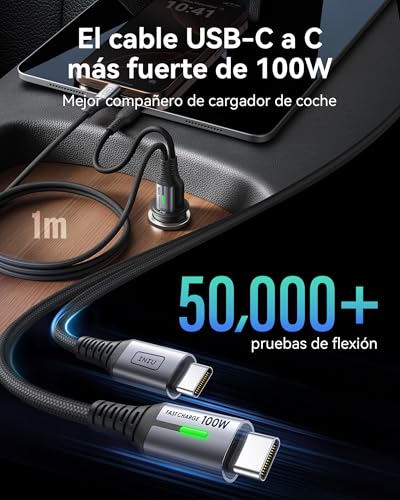 Thumbnail 3 de INIU Cargador de Coche 60W con USB-C 30W + USB-A 30W y Cable 100W (1 m) – Carga Rápida PD/QC3.0