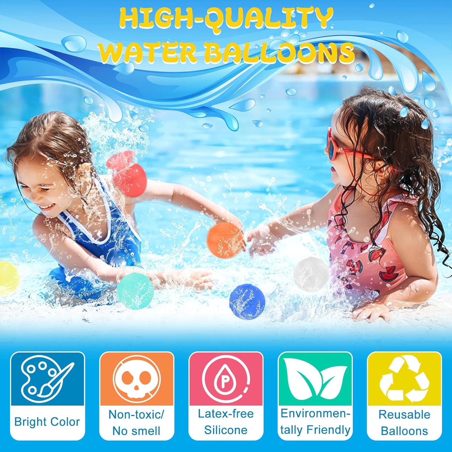 Thumbnail 4 de Wasserbomben Selbstschließend – 6 wiederverwendbare Silikon-Wasserballoons für Pool, Strand & Sommerparty