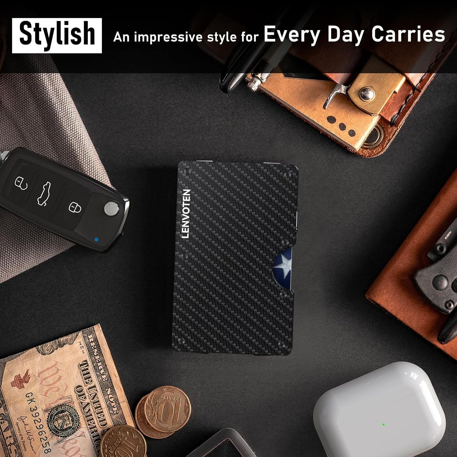 Detalle 1 de Lenvoten Hinged Minimalist Wallet, Aluminum