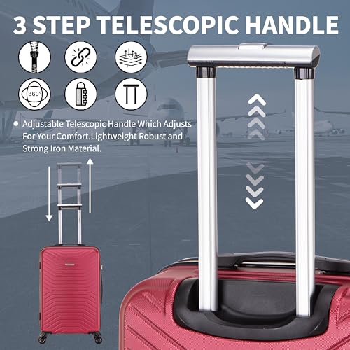 Detalle de Flymax 56x45x25 Cabin Bag Carry-On Suitcase (57 Litre) with 3 Digit Lock, 4-Wheel ABS Hard Shell