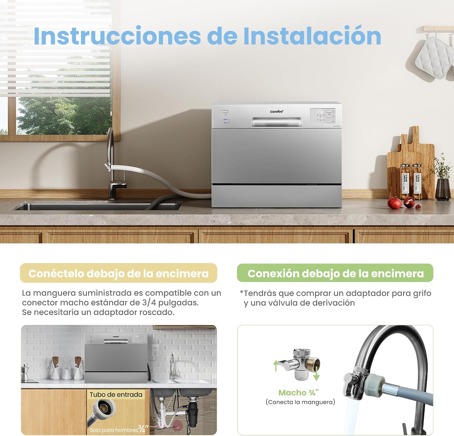 Thumbnail 6 de COMFEE' CDWMT0602ESD-EU: Lavavajillas de Sobremesa Compacto, 6 Cubiertos y 6 Programas