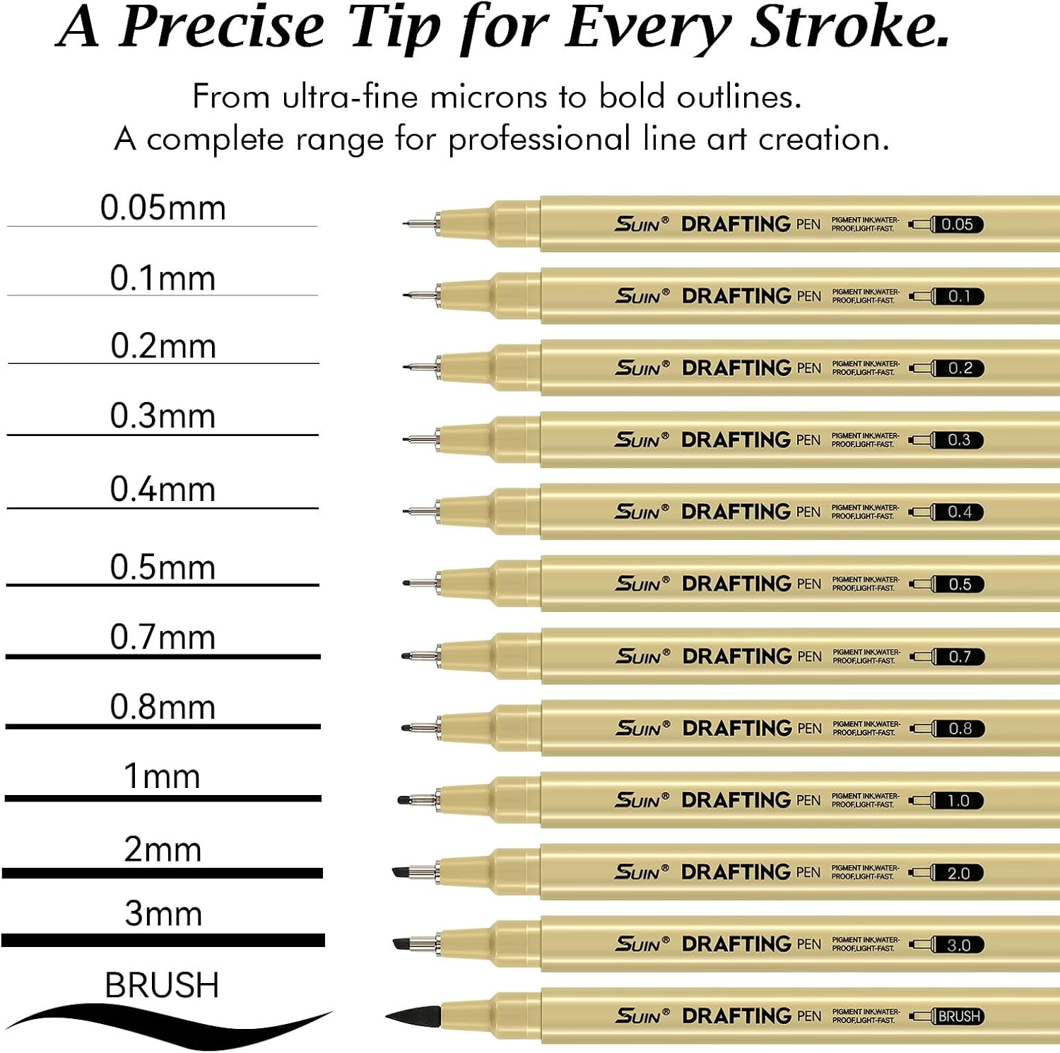Detalle de SUIN Fine Tip Drawing Pens – 8 Pack for Precision Illustration and Sketching