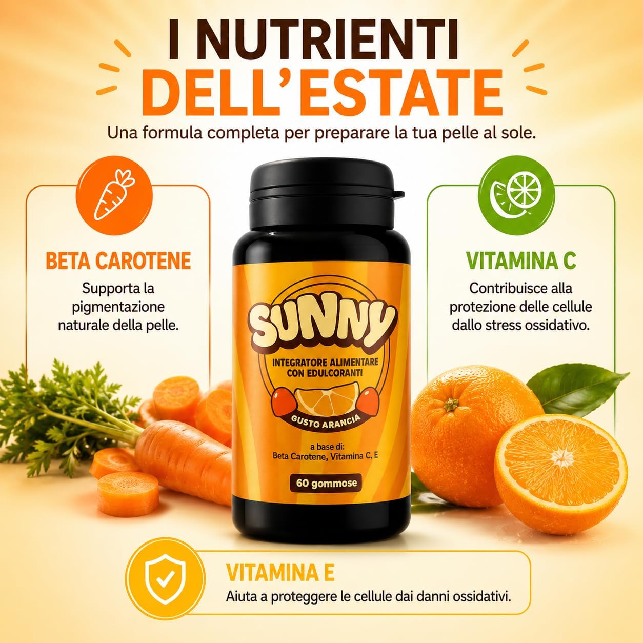 Thumbnail 4 de Sunny Integratore Abbronzatura Gommose Betacarotene, Rame e Licopene – 60pz