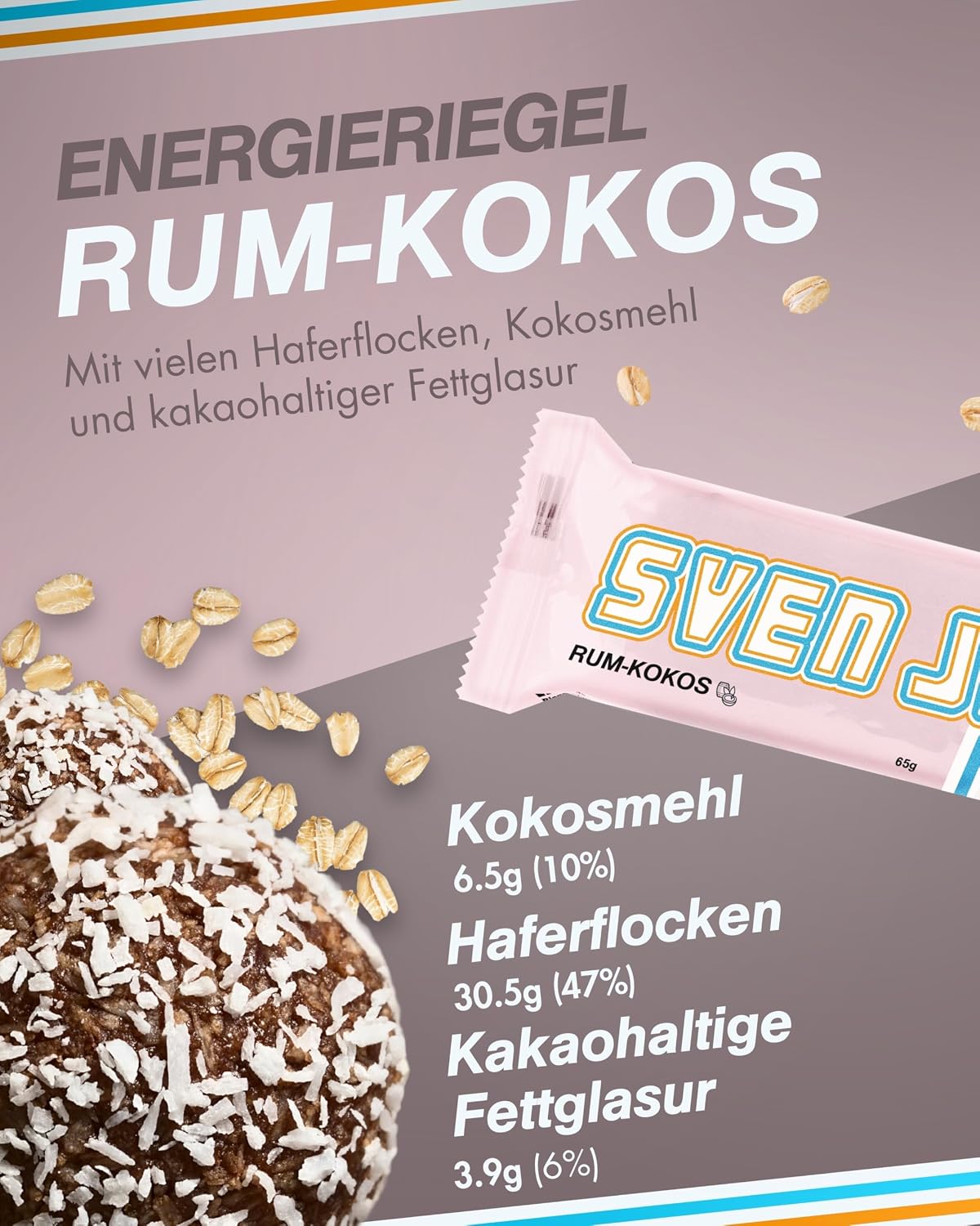 Detalle 2 de Sven Jack Energy Cake Haferriegel 20×65 g 🥥