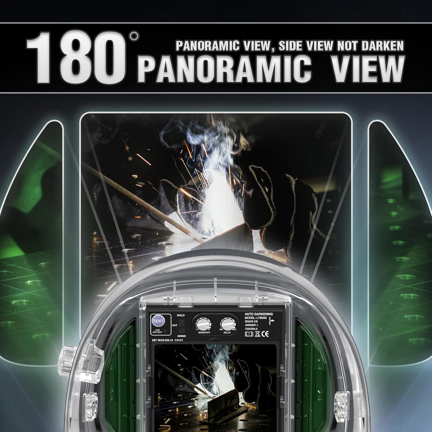 Thumbnail 2 de YESWELDER LYG-Q800D Auto Darkening 180° ⛑️