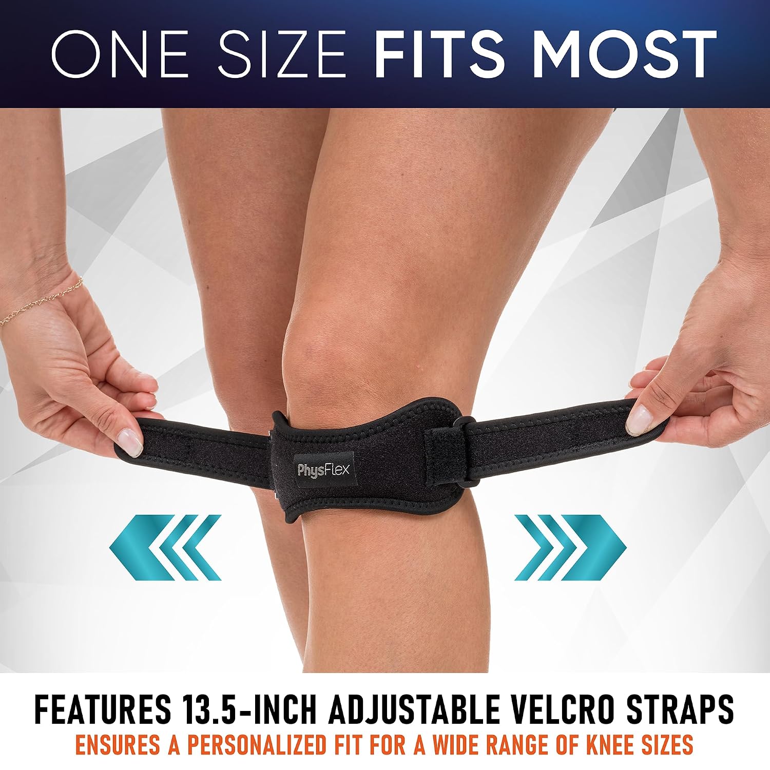 Detalle 1 de PhysFlex 2-Pack Patella Knee Braces, Adjustable Black Polyester Supports