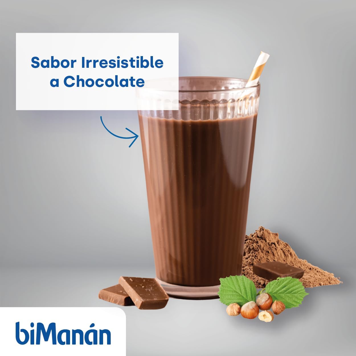 Detalle 2 de BIMANÁN Crema Hiperproteica chocolate 360 g