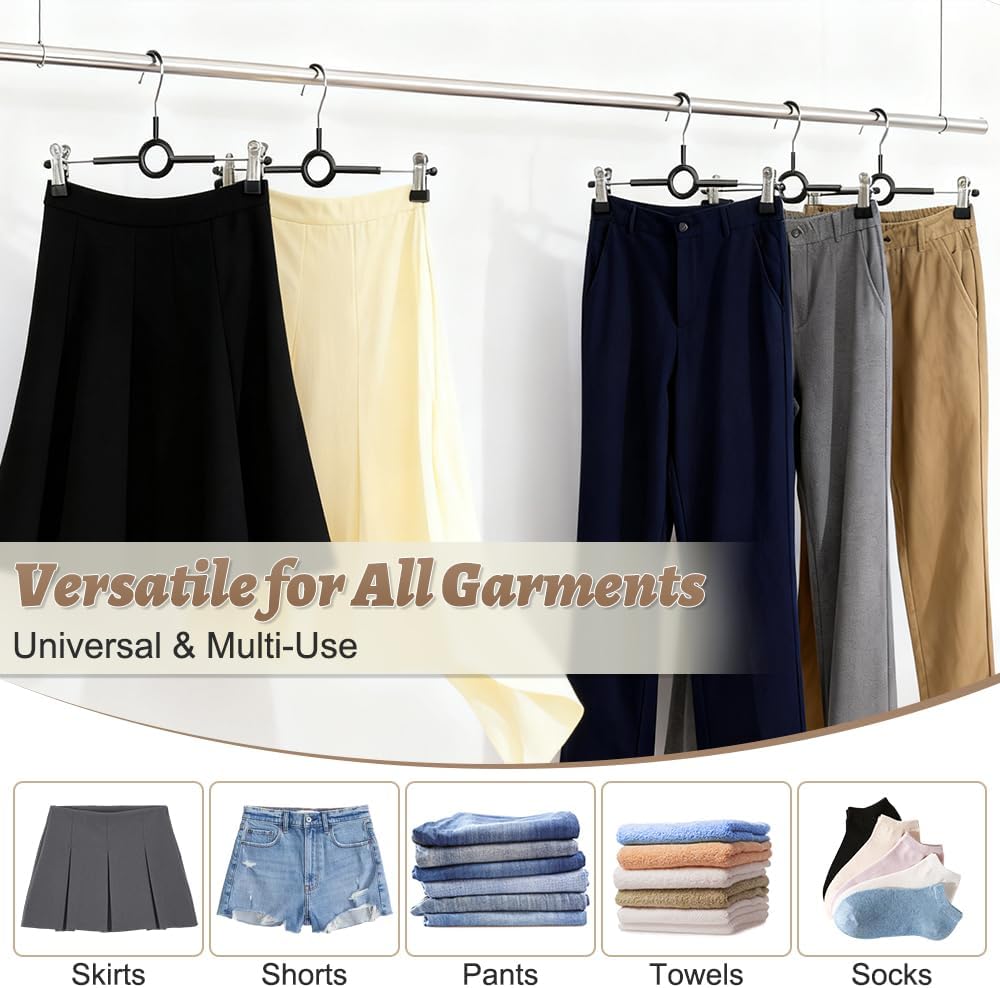 Thumbnail 6 de 10 Pack Trouser & Skirt Hangers with Adjustable Non-Slip Clips and Rotatable Metal Hooks