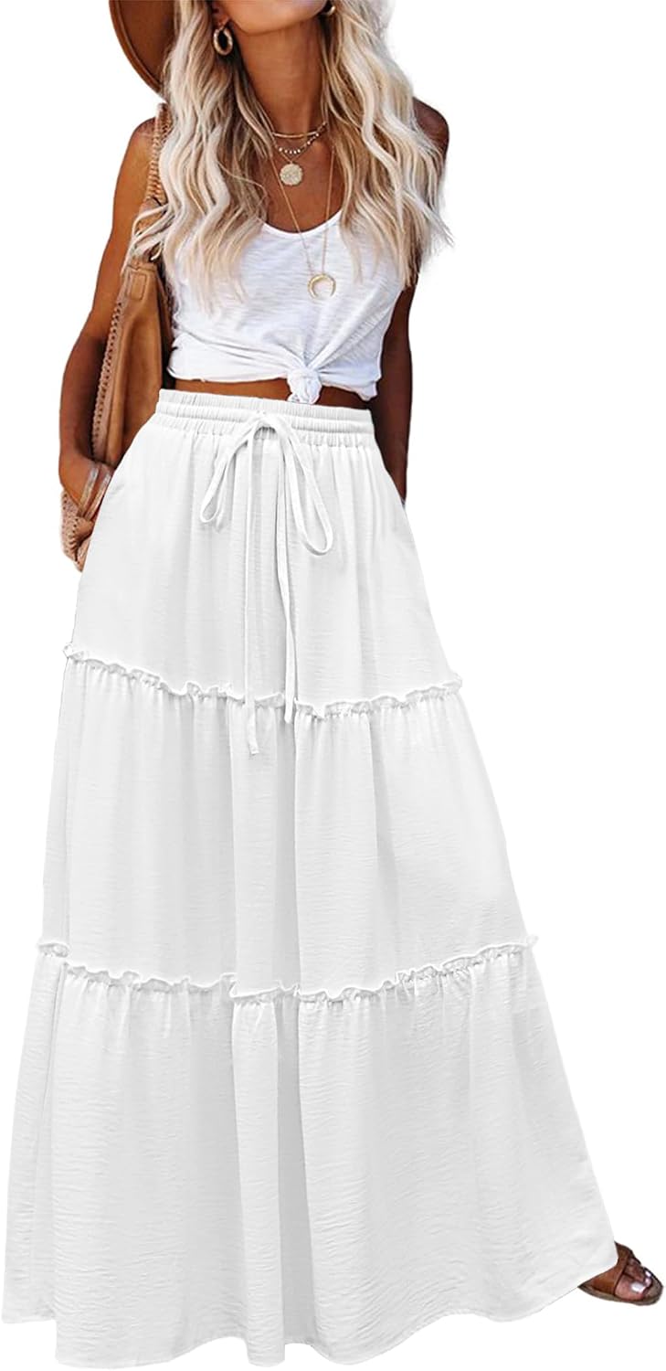 Thumbnail 6 de Zeagoo Jupe Longue Femme Été – Taille haute élastique, A-line, avec poches