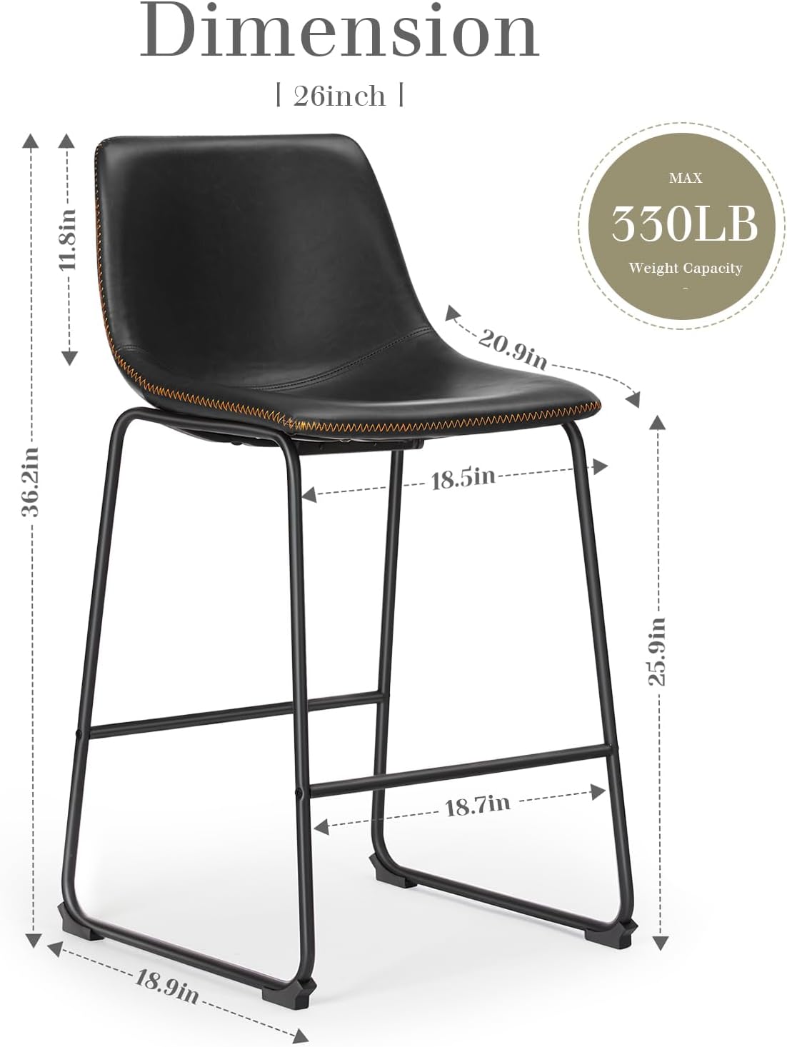 Detalle de DUMOS Counter Height Bar Stools, 26 Inch