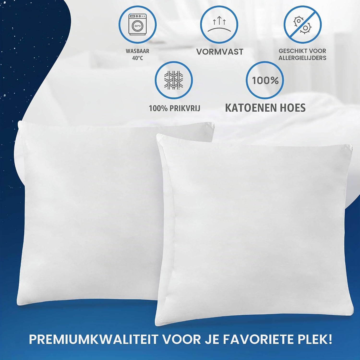 Detalle de LILENO HOME verenkussen 50 x 50 cm met 600 g veren en katoenen hoes