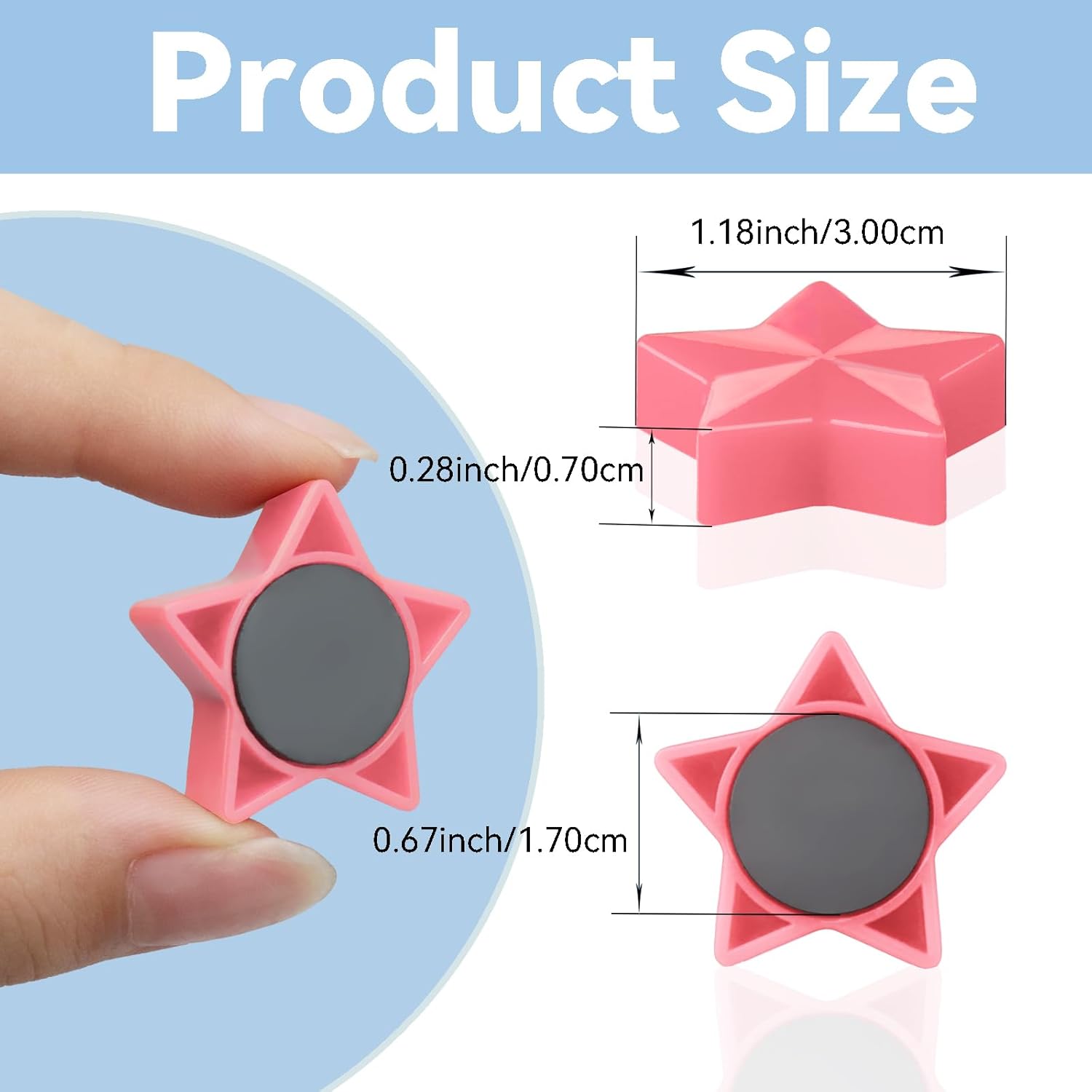 Thumbnail 2 de ZDZBLX Magnete für Magnettafel 30 Stück – Starke Mini Magnete, rosa Sterne Dekor, 30 mm Ø, 8 mm dick