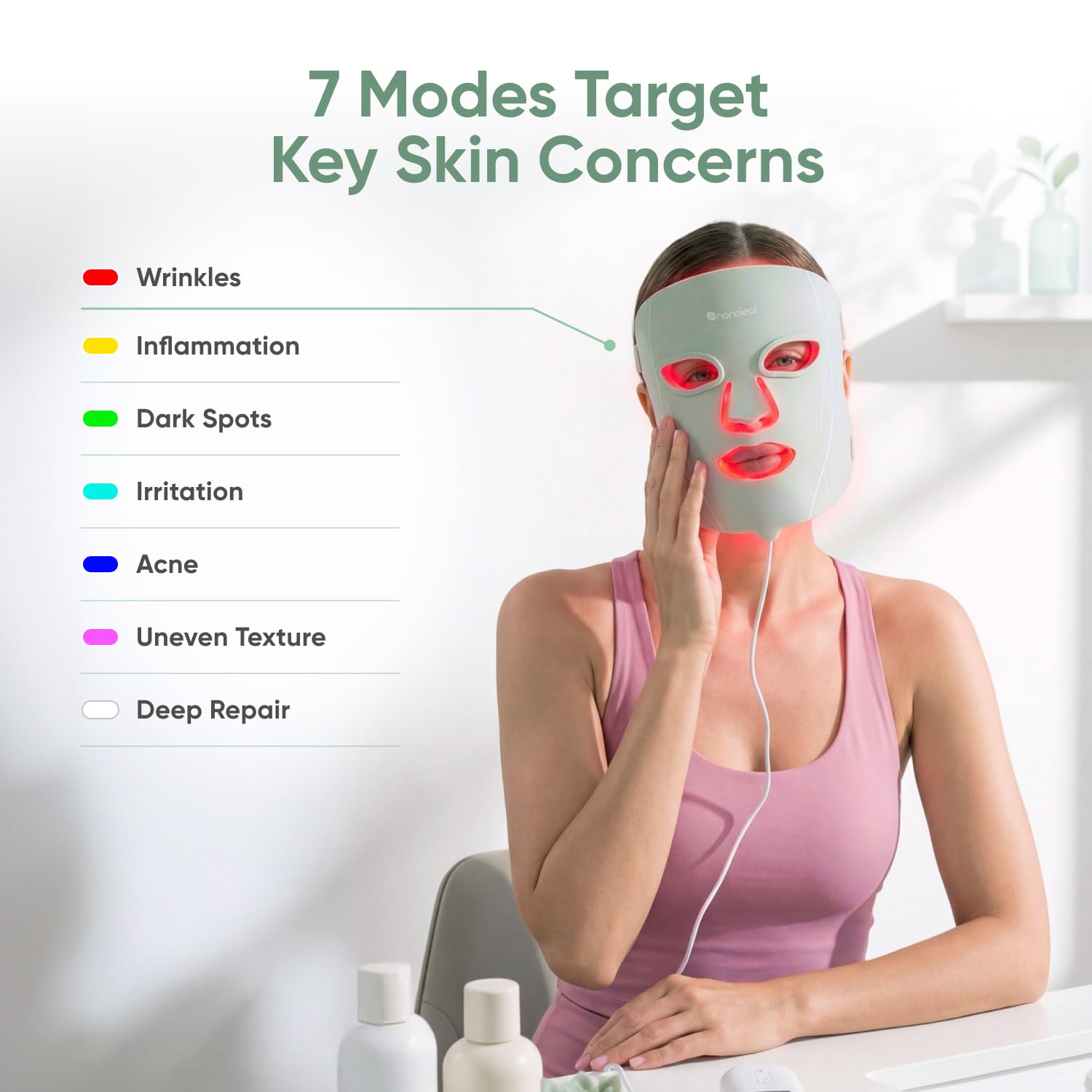 Thumbnail 1 de Nanoleaf NLEDK00-1TFM LED Light Therapy Face Mask, 7 Modes, NIR, 432 LEDs