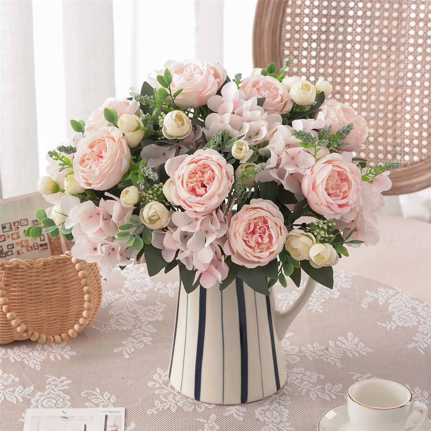 Detalle 2 de karoro Artificial Peony Bouquet, 4 Bunches