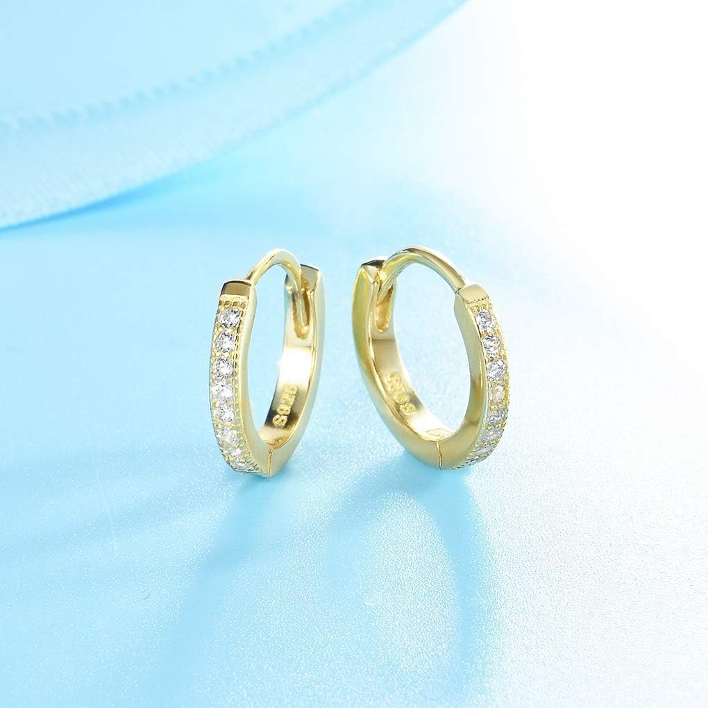 Detalle de Shuxin Creolen Silber Damen Ohrringe, 925 Sterling Silber mit AAA Zirkonia – Durchmesser 13 mm