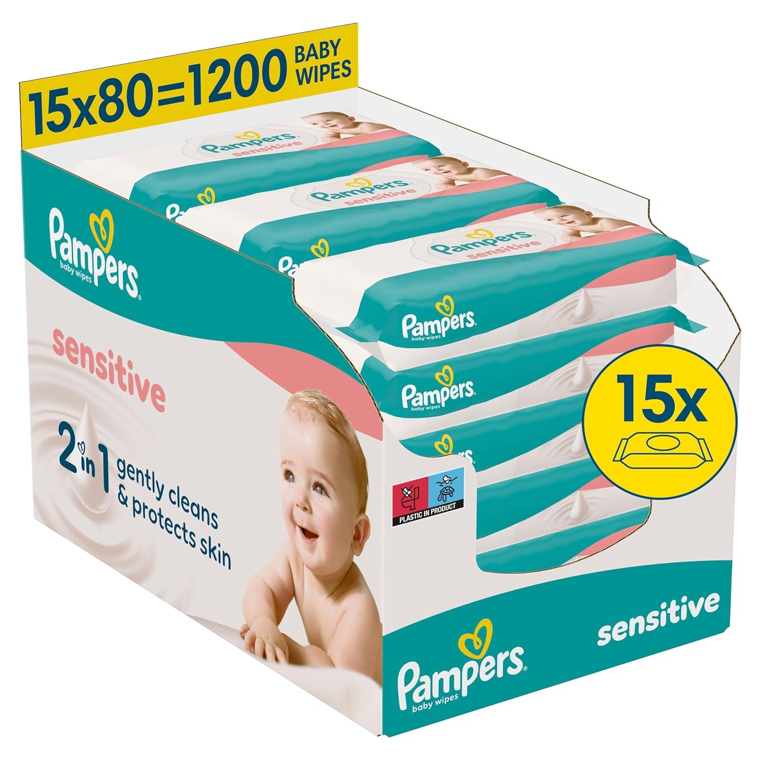 Detalle de Pampers Sensitive Baby-Feuchttücher 1200 Stück