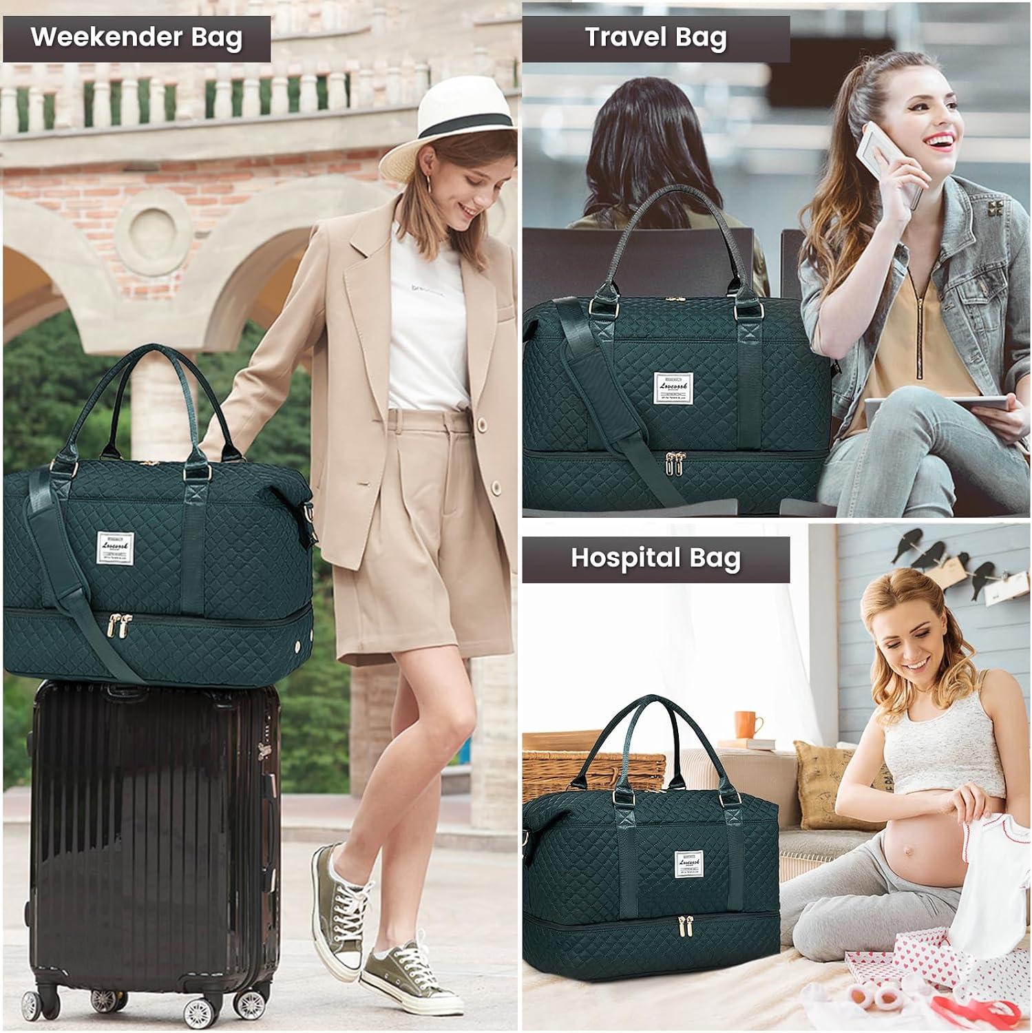 Thumbnail 5 de LOVEVOOK Borsone da Viaggio Donna: grande capacità, organizzazione e versatilità per bagaglio a mano e uso quotidiano