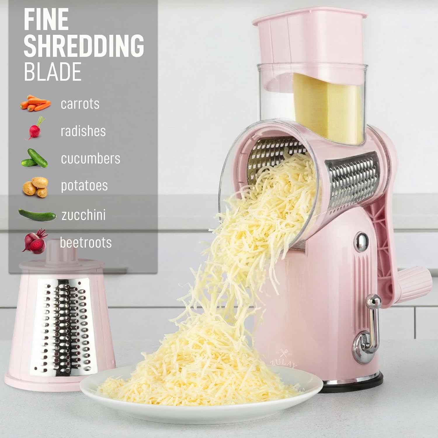 Detalle 2 de Zulay Rotary Cheese Grater, 5-Blade