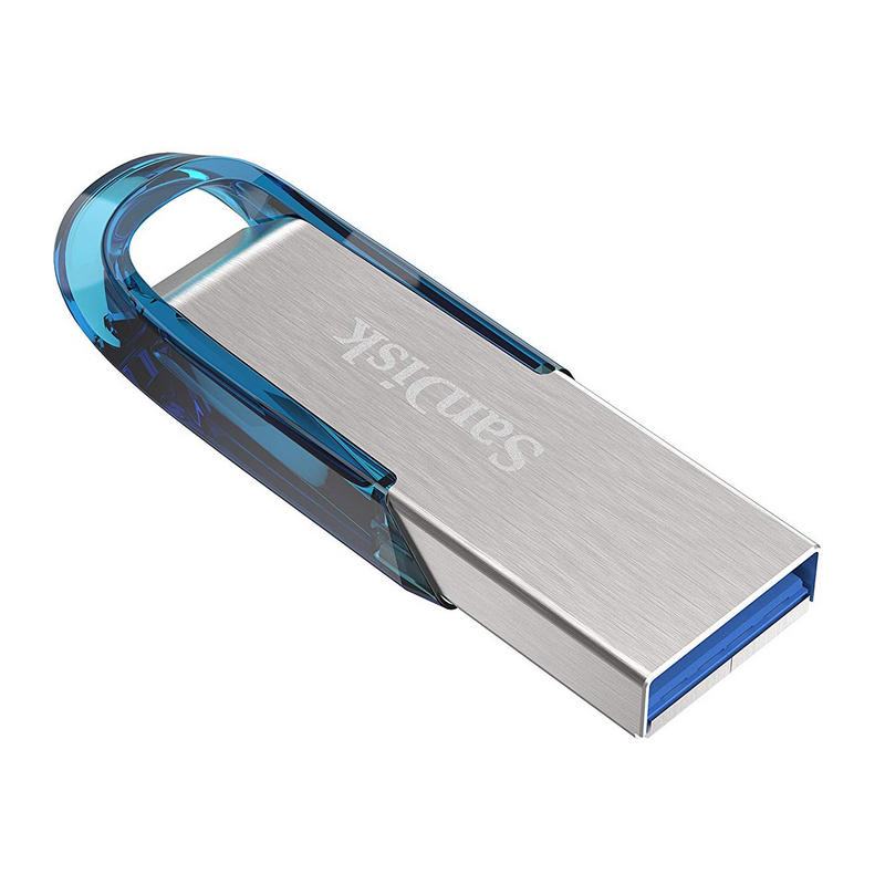 Detalle 2 de SanDisk Ultra Flair 64GB USB 3.0 Azul: velocidad, durabilidad y cifrado para tus archivos