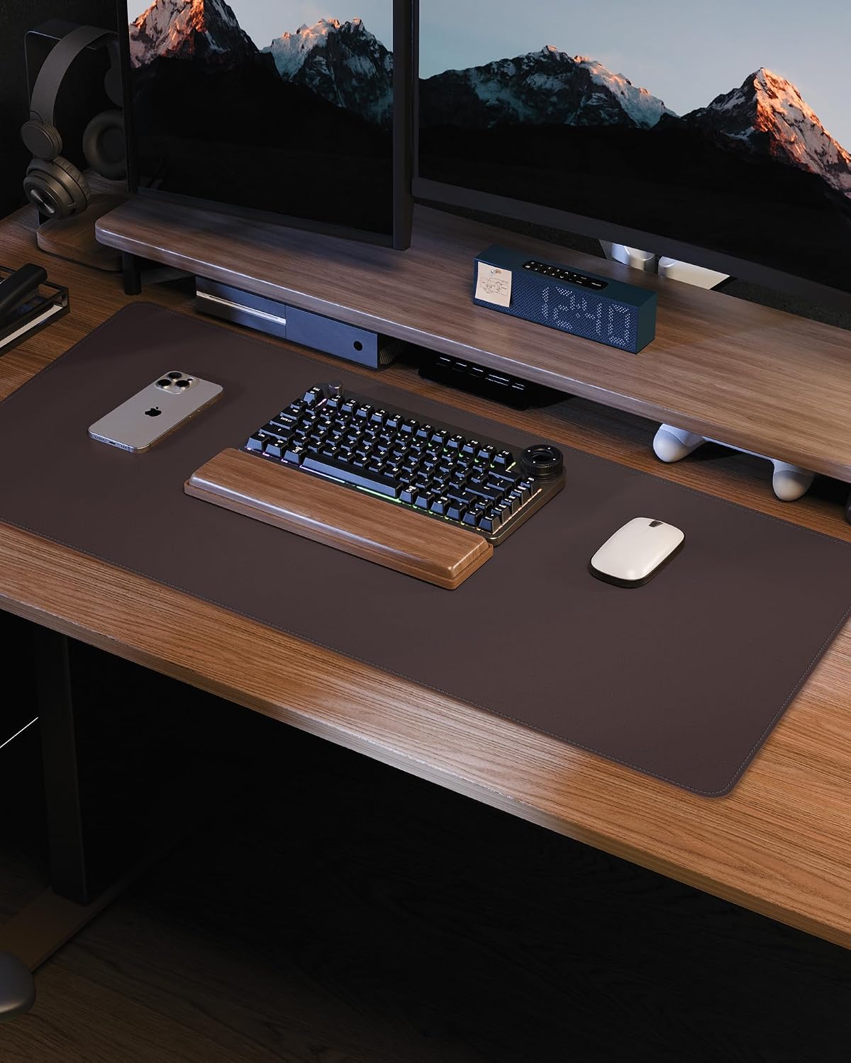 Thumbnail 6 de AFIING Leather Desk Mat Protector (Large) – 140 x 60 cm, Coffee