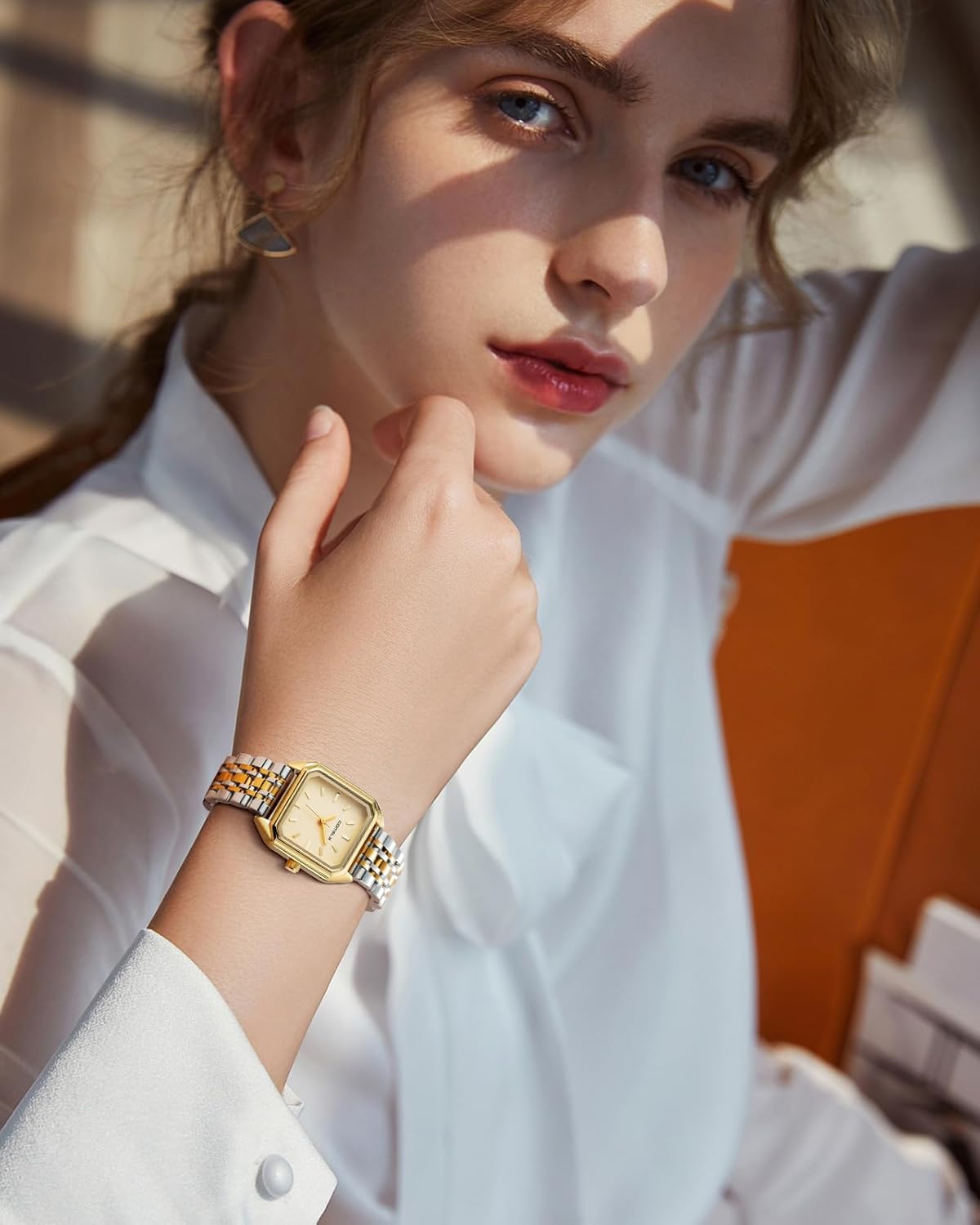 Thumbnail 4 de CIVO Montre Femme carrée dorée/argent – petite étanche 3ATM, bracelet acier inox, analogique à quartz