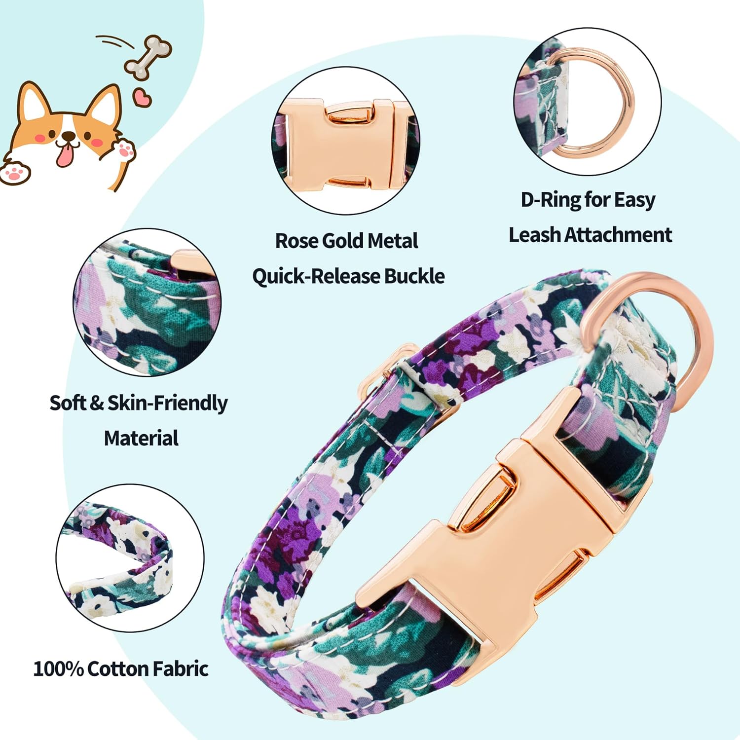 Detalle 2 de Dote on Dog Collar and Lead Set Deep Purple XS