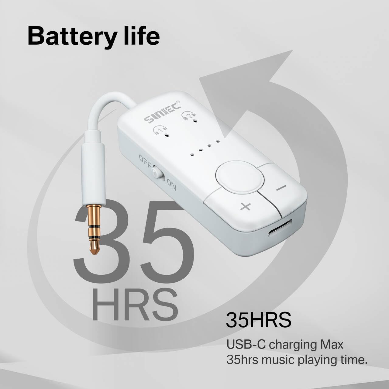 Thumbnail 4 de Airfly Airplane Bluetooth Adapter for Headphones – Dual Transmitter, 3.5mm AUX, 35H Playtime