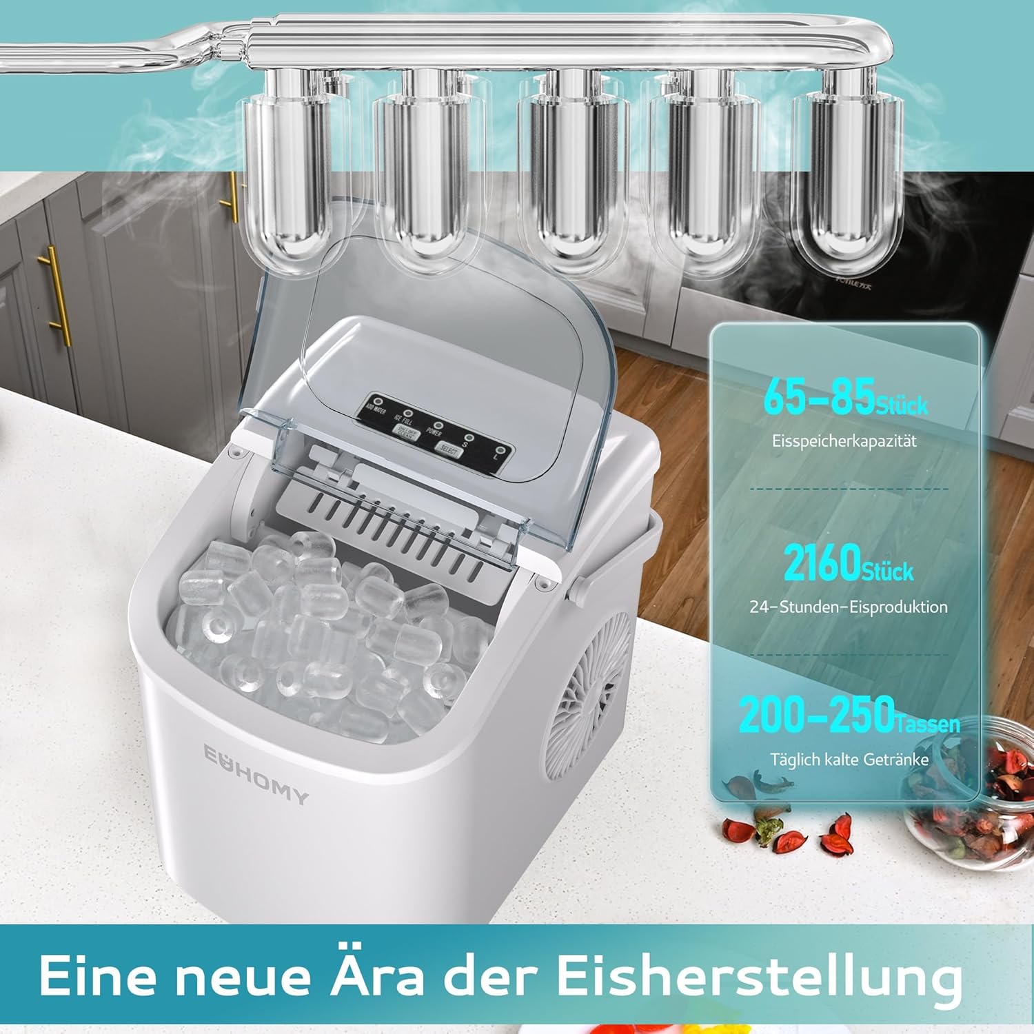 Thumbnail 2 de EUHOMY Eiswürfelmaschine 9 Würfel in 6 Min Weiß