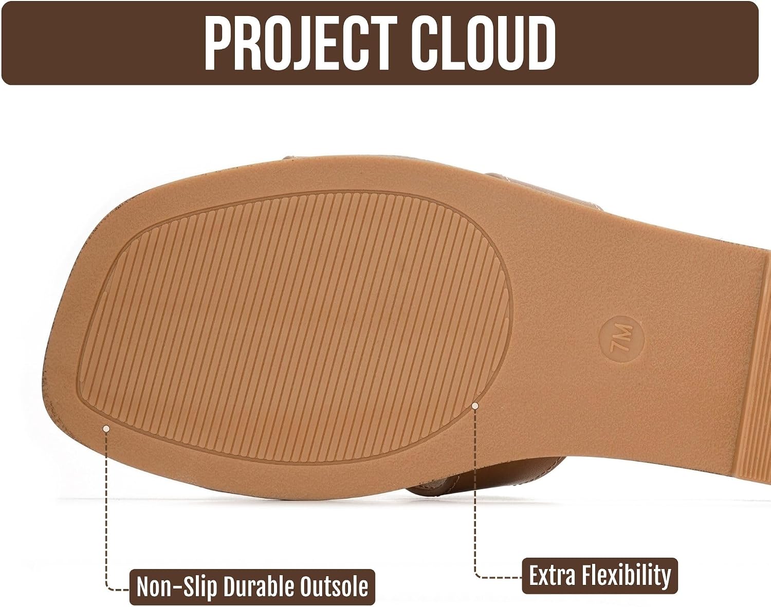 Detalle de Project Cloud Genuine Leather Memory Foam Slide Sandals for Women (Jannel) — Fashion Flat Mules