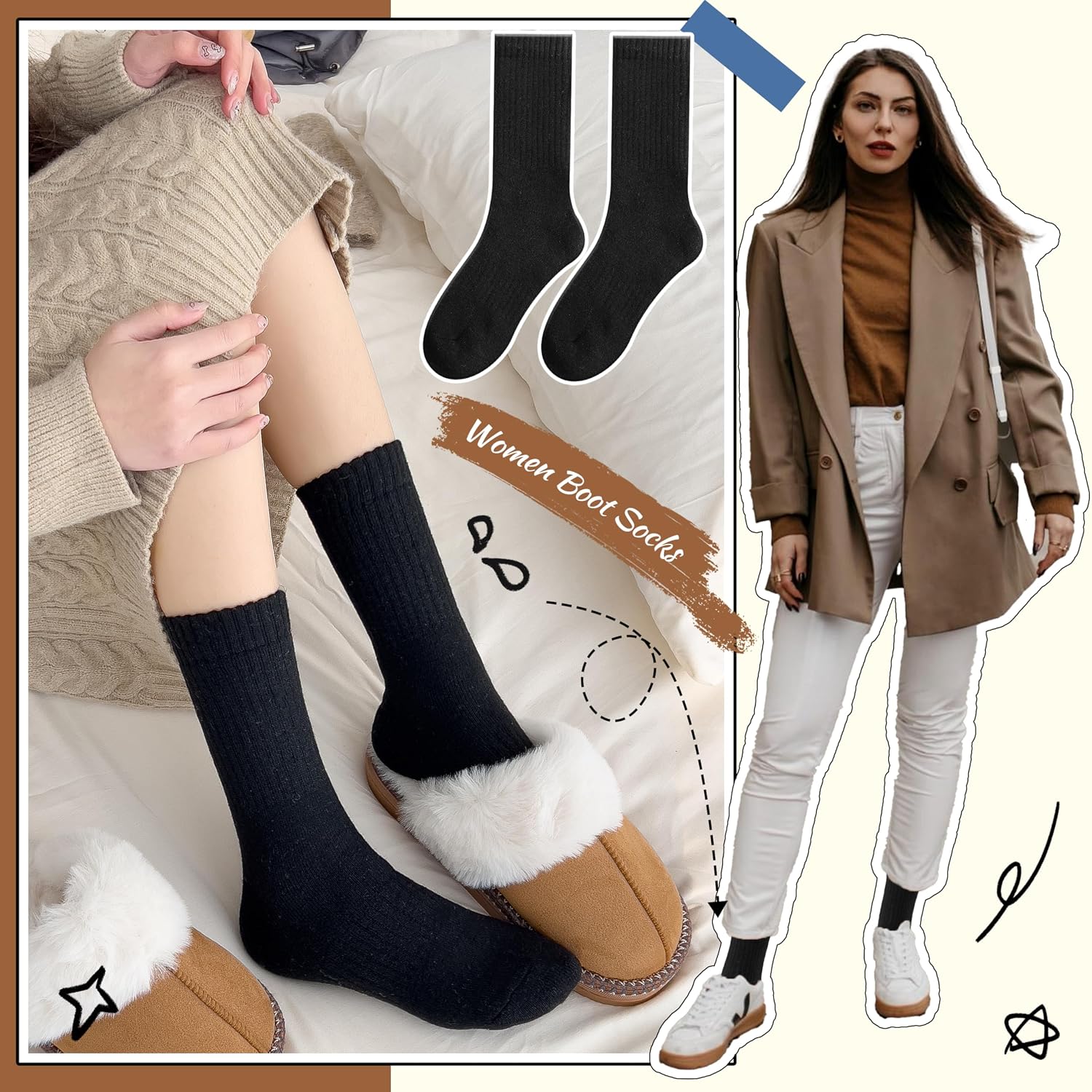 Detalle 2 de EBMORE Merino Wool Thermal Socks 5 Pairs