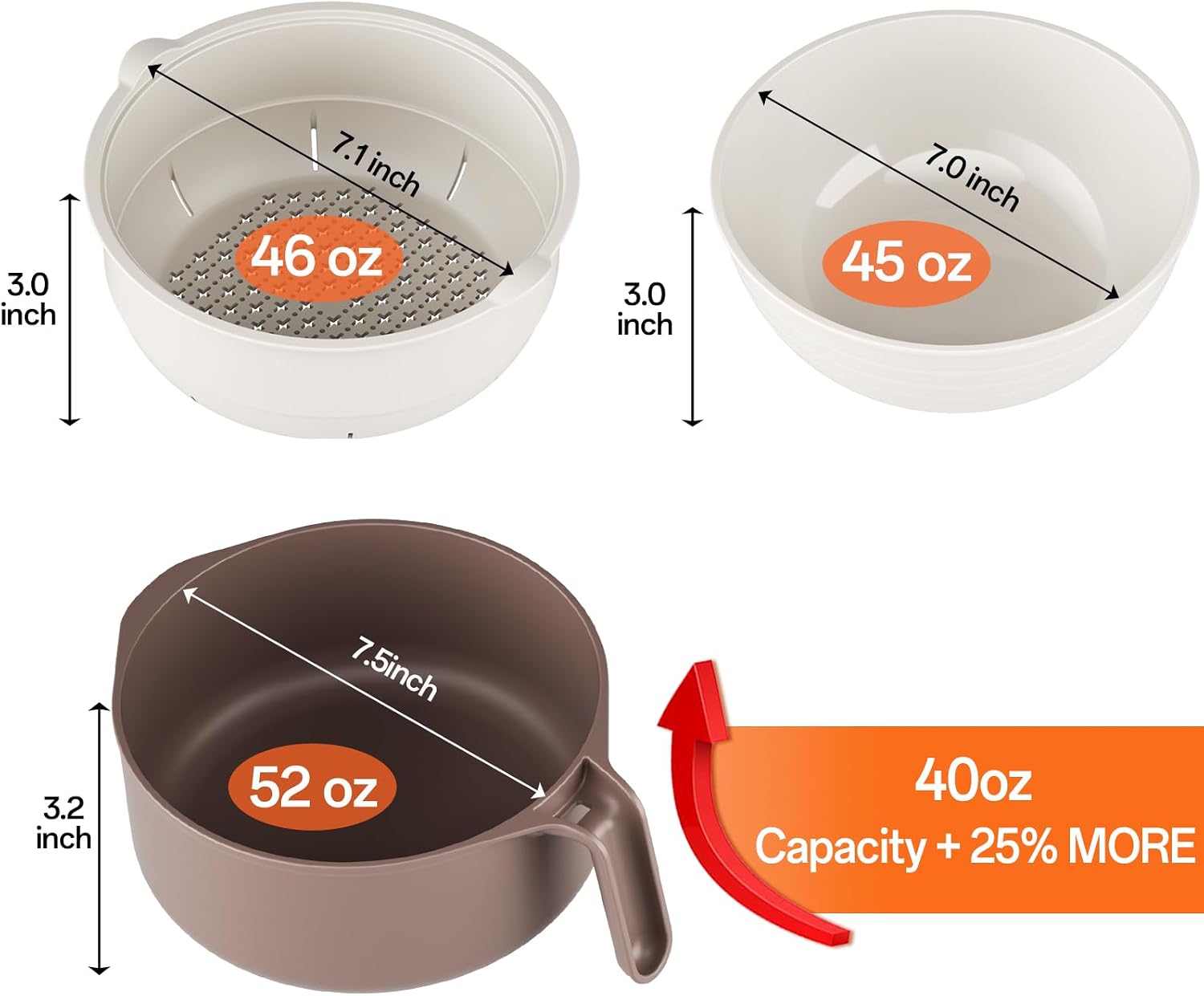 Thumbnail 1 de MEACOLIA rb 50 oz Microwave Ramen Cooker Bowl with Lid and Drain Strainer
