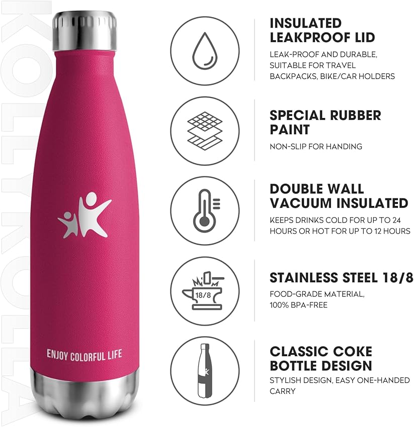Detalle 2 de KollyKolla Botella Térmica 500 ml para deporte y oficina