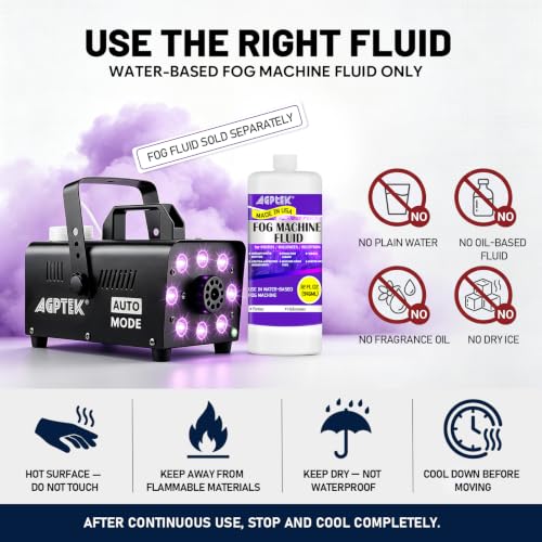Thumbnail 8 de AGPTEK Fog Machine 600W with 12 RGB Colors, 4000 CFM, Auto Shutoff