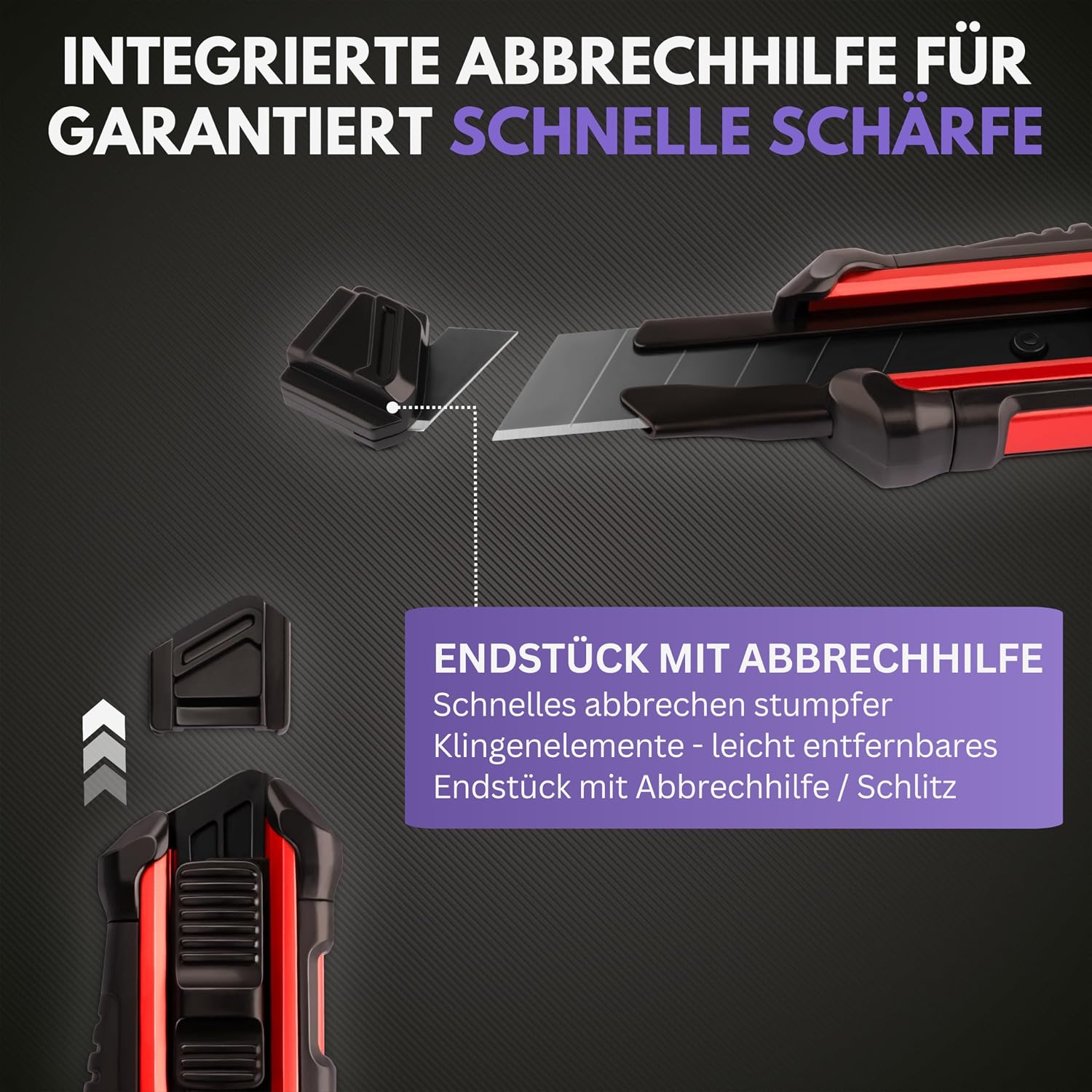 Thumbnail 5 de Filzada® 3x Cuttermesser Profi 18mm Ultrascharf + 13x Carbon Klingen – robust und vielseitig