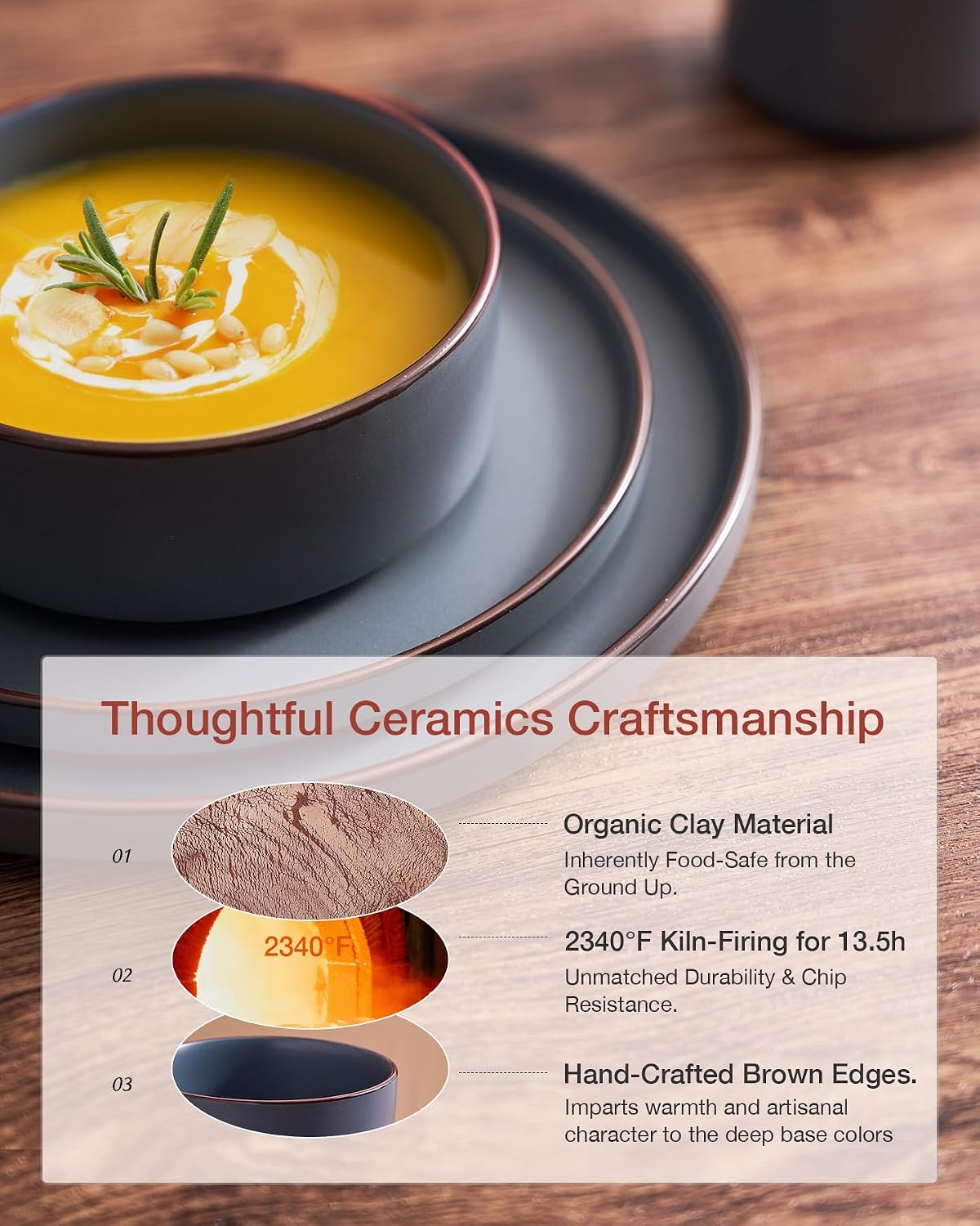 Detalle 2 de Famiware Nebula Ridge stoneware dinnerware 12-piece