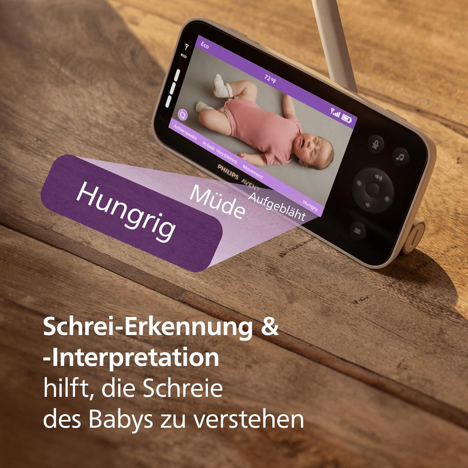 Detalle 2 de PHILIPS Avent Premium Connected Babyphone mit App – 1080p Kamera, KI-Schlaf-/Atemtracking, DEKRA-zertifiziert