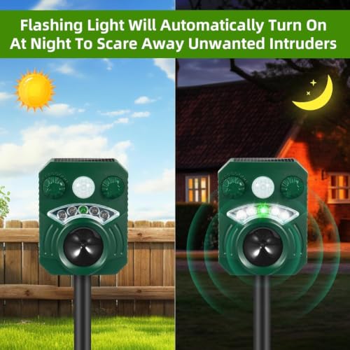 Detalle 1 de Joomouney Cat Repellent, Solar Ultrasonic Animal Deterrent with PIR Sensor