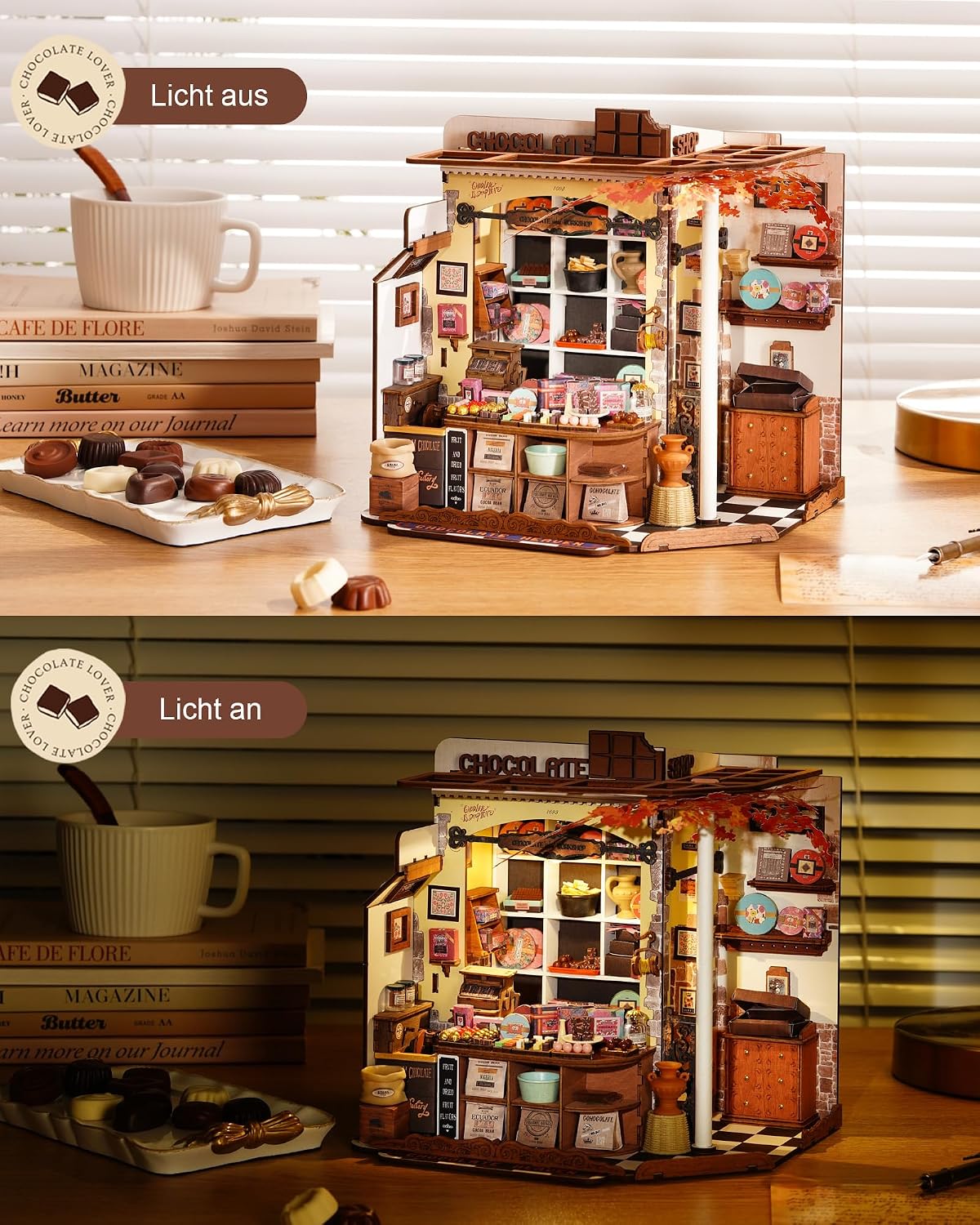 Detalle de Rolife Miniatur Haus Henrys Schokoladenladen – 330-teiliges Mini-Haus zum Selberbauen (ohne Kleber)