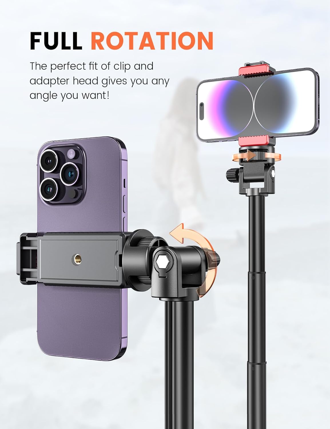Thumbnail 6 de 210cm Handy Stativ für Smartphone mit Bluetooth-Fernauslöser – Aluminium, 30-cm-Basis & 1/4”-Gewinde
