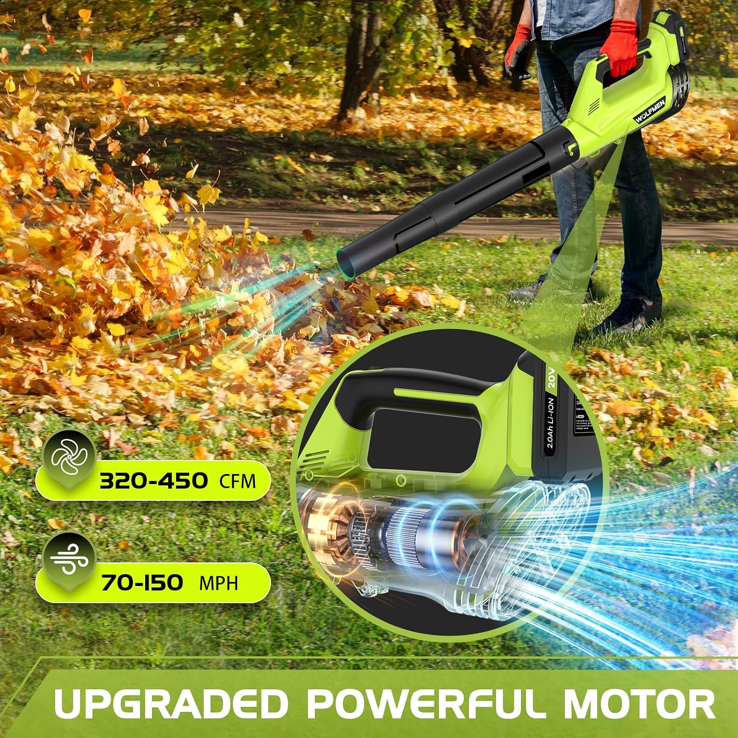 Thumbnail 4 de WOLFMEN Cordless Leaf Blower with 2 Batteries