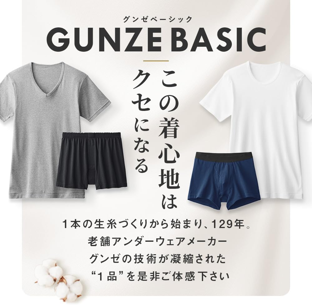 Detalle de GUNZE GM00153 メンズVネックTシャツ 綿100%・3枚組のベーシックインナー