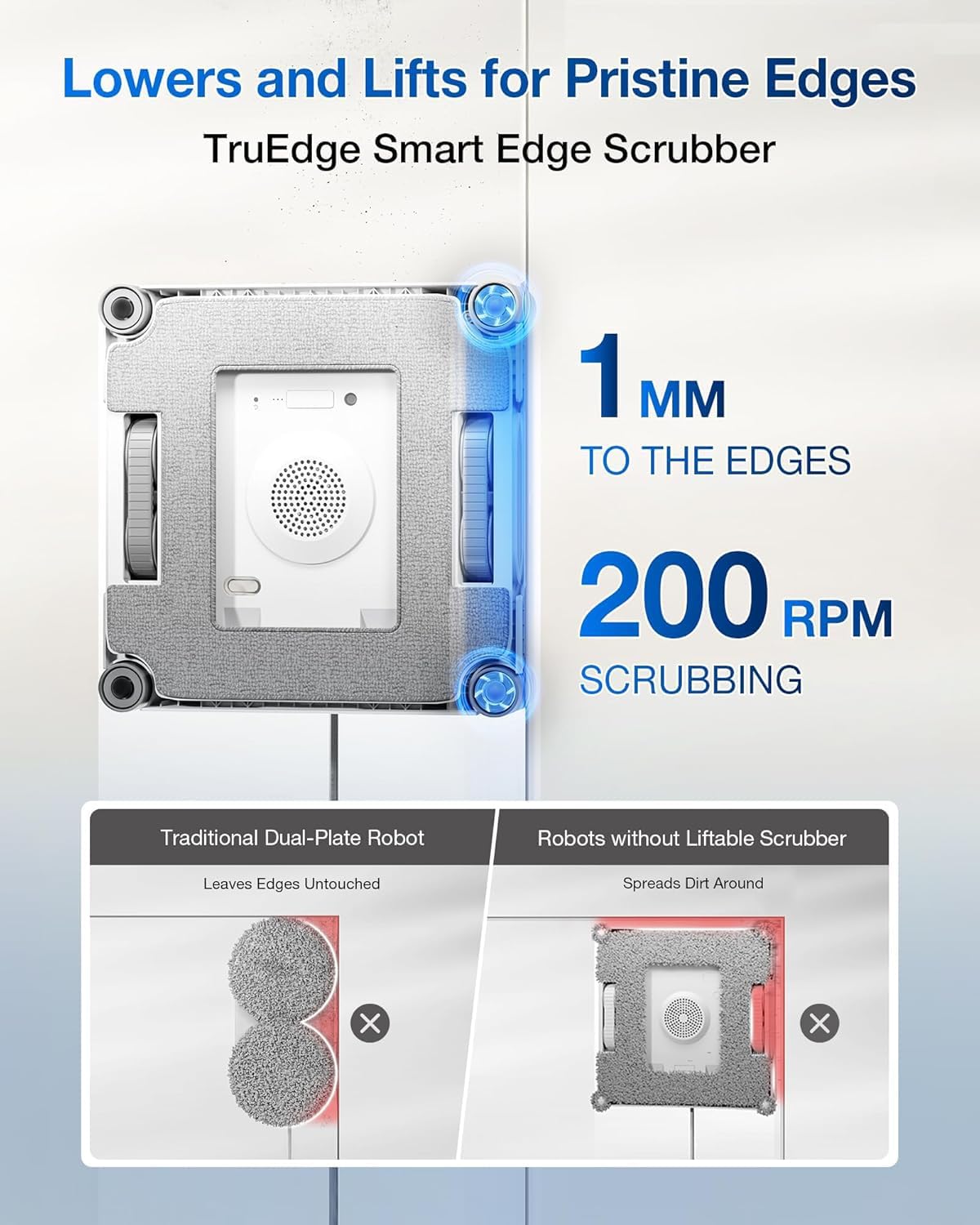 Detalle de ECOVACS WINBOT W2S OMNI robotic window cleaner with Smart Station, TruEdge scrubber and app control