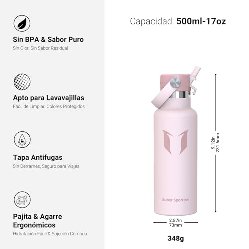 Thumbnail 2 de Sparrow Botella de Agua Acero Inoxidable 500 ml con FlipFlow (Super Sparrow)