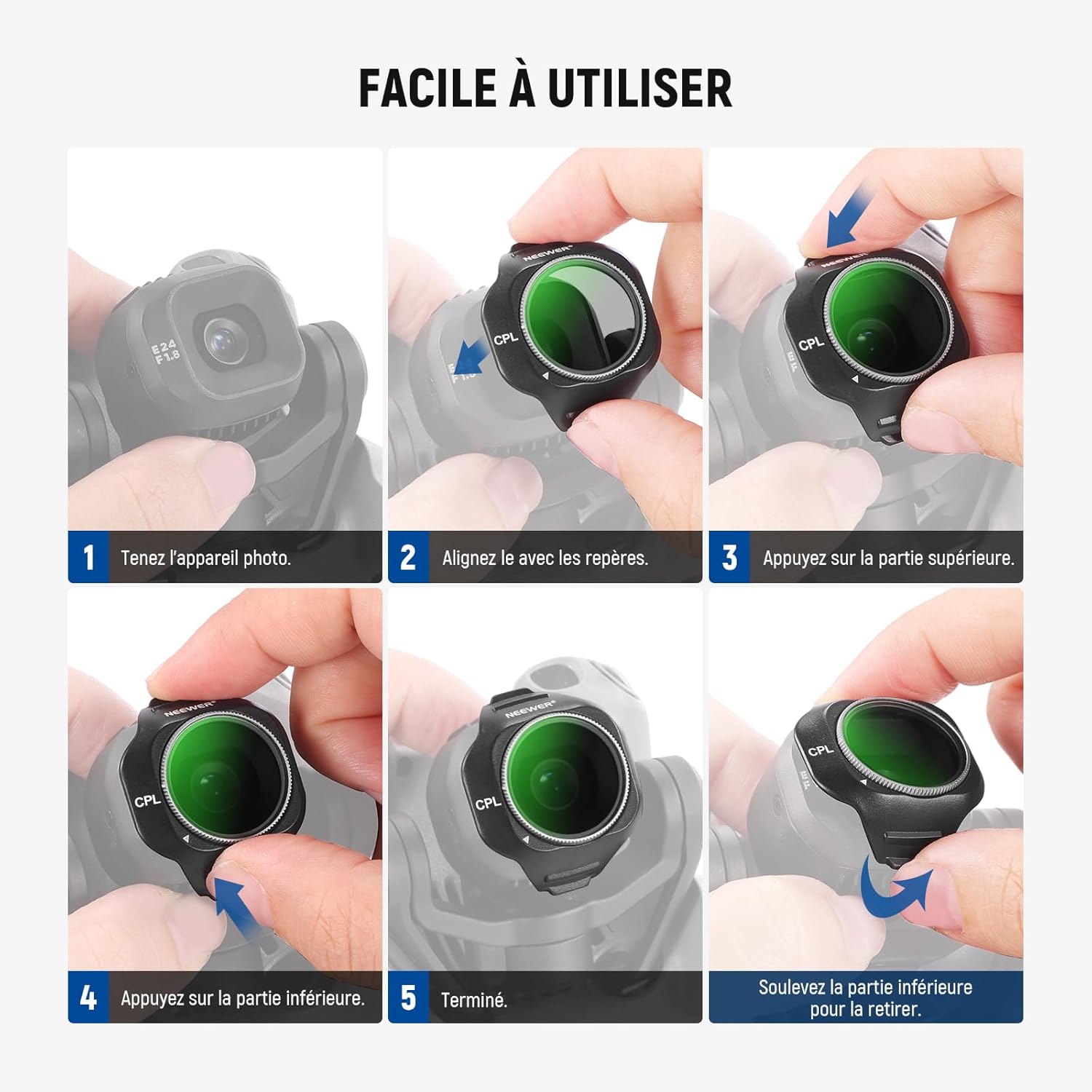 Thumbnail 6 de NEEWER Filtre CPL réglable à clip compatible DJI Mini 5 Pro